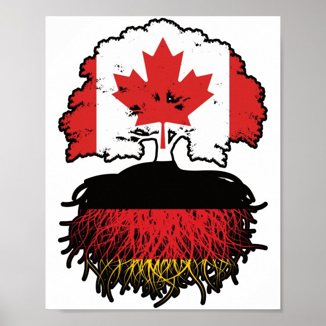 Germany German Canadian Canada Tree Roots Flag Poster (Front)