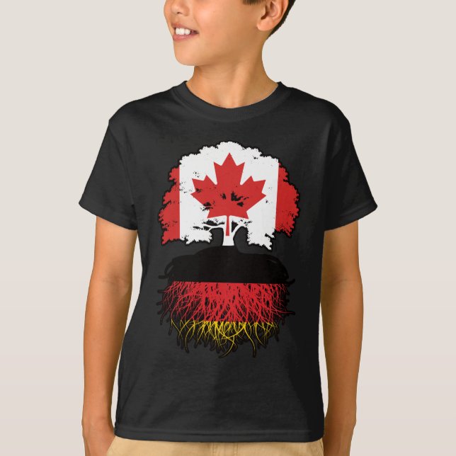 Germany German Canadian Canada Tree Roots Flag T-Shirt (Front)