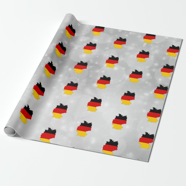 Germany German Flag Map Wrapping Paper (Unrolled)