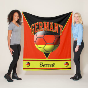 Germany German Flag Soccer Ball   Name Fleece Blanket