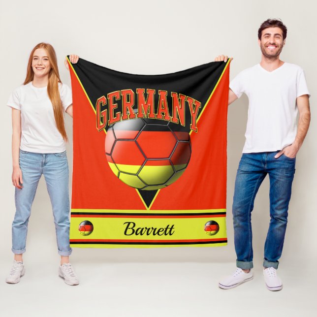 Germany German Flag Soccer Ball | Name Fleece Blanket (In Situ)