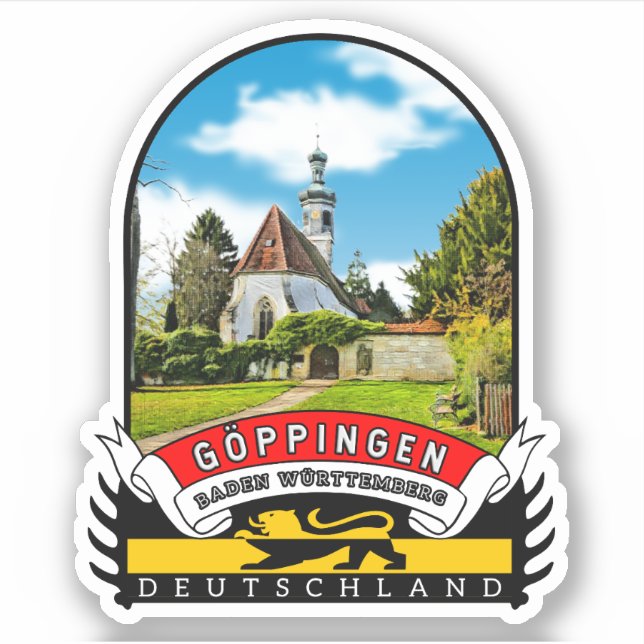 Germany Göppingen Vintage souvenir Sticker (Front)