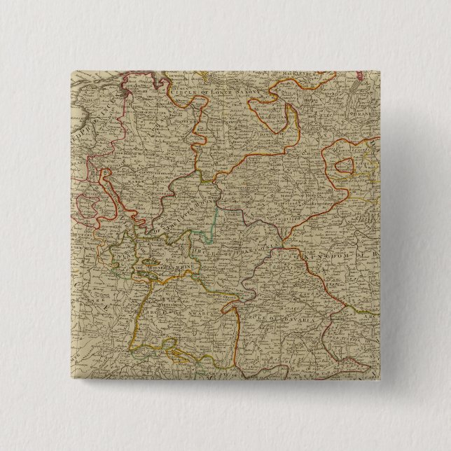 Germany hand oclored atlas map button (Front)
