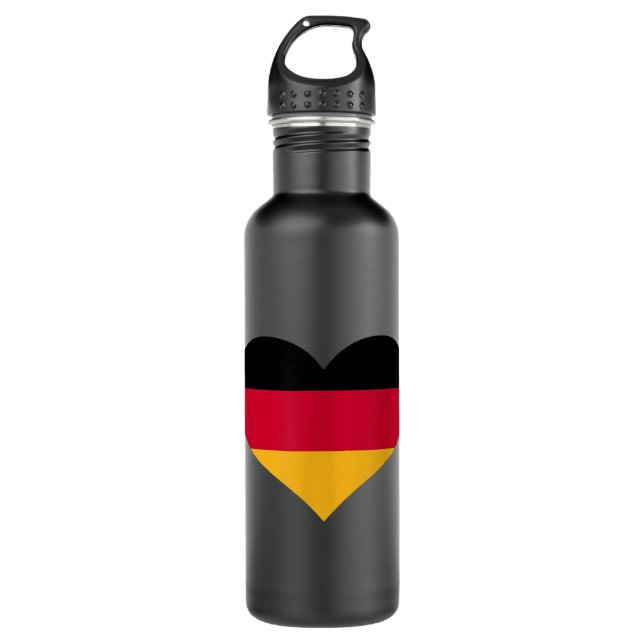 Germany heart flag  stainless steel water bottle (Front)