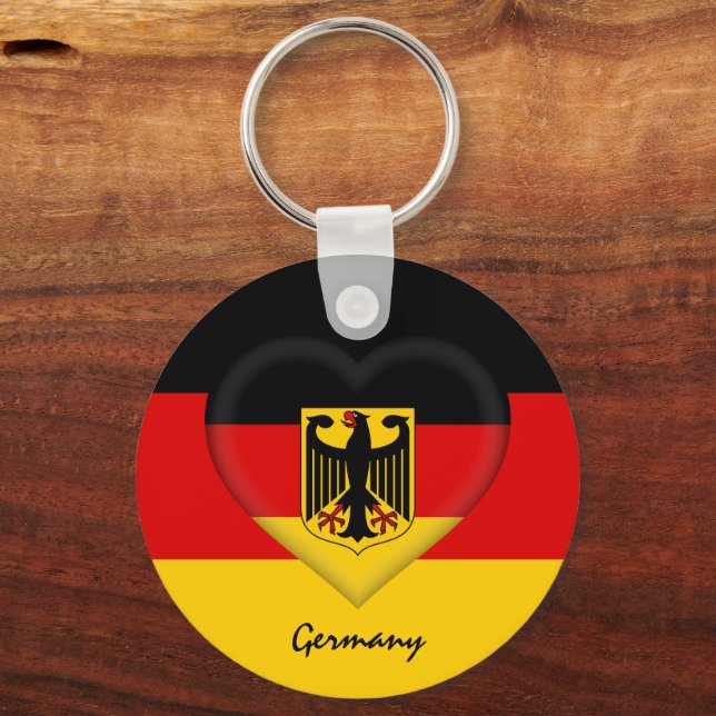 Germany & Heart,  German Flag fashion /sports Keychain (Front)