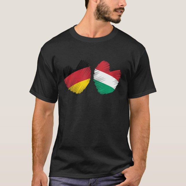 Germany Hungary Heart German Flag Hungarian Flag H T-Shirt (Front)