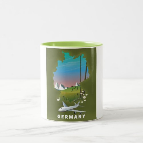 Germany Illustrated travel poster Two_Tone Coffee Mug