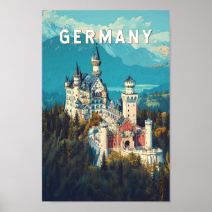 Germany Illustration Travel Art Vintage Poster