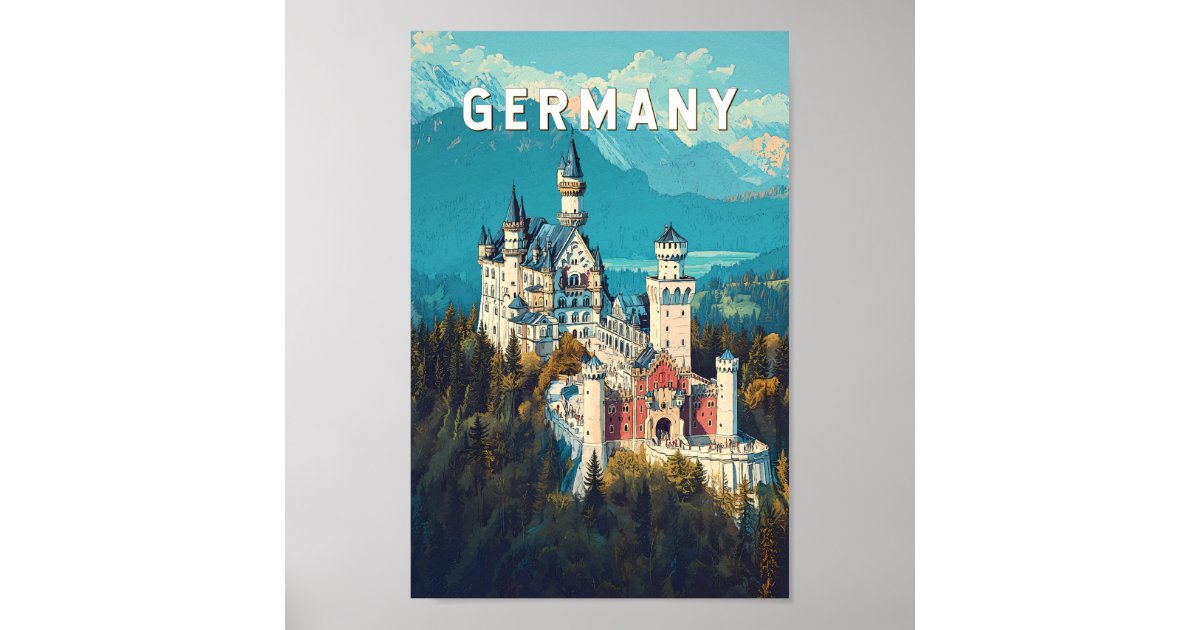 German Fun Poster Germany Illustration Travel Art Vintage Poster | Zazzle