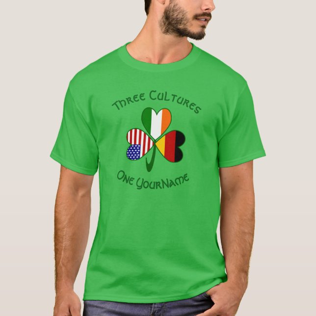 Germany Ireland USA Shamrock Flag Personalized T-Shirt (Front)
