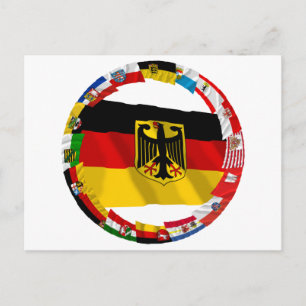 Germany & its Laender Waving Flags Postcard
