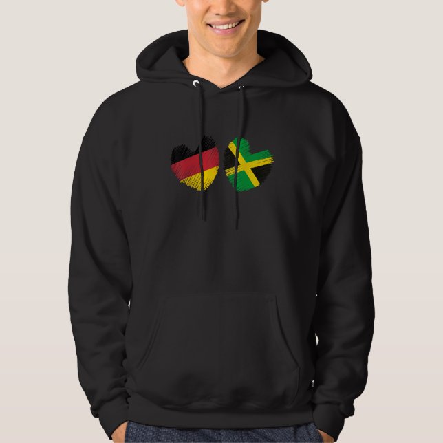Germany Jamaica Heart German Flag Jamaican Flag Gr Hoodie (Front)