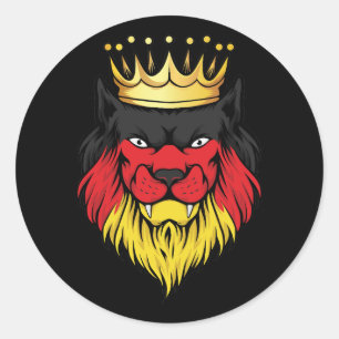 Germany Lion King Flag Classic Round Sticker