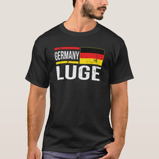 Germany Luge Flag Sled Sledge Racing Extreme Winte T-Shirt (Front)