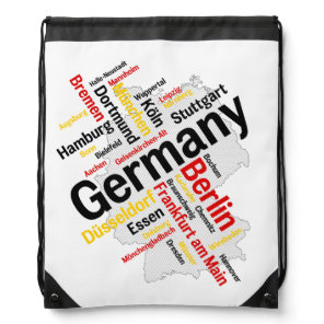 Germany map and cities drawstring bag