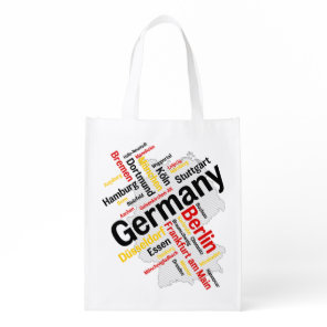 Germany Map Cities Grocery Bag