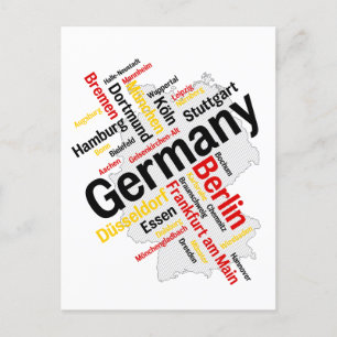 Germany Map Cities Postcard