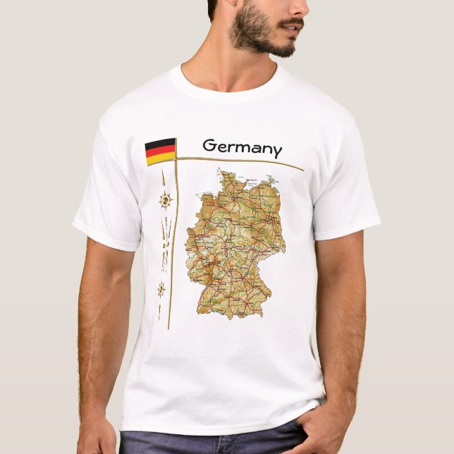 Germany Map + Flag + Title T-Shirt (Front)