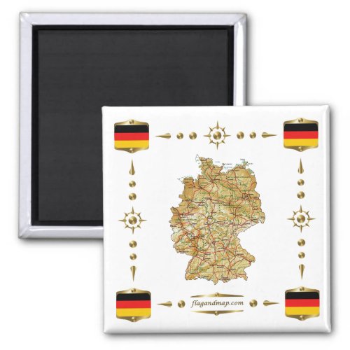 Germany Map  Flags Magnet