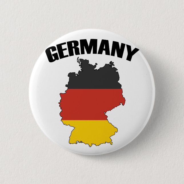 Germany Map - German Flag - Deutschland Travel Button (Front)