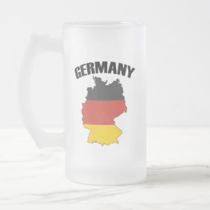 Germany Map - German Flag - Deutschland Travel Frosted Glass Beer Mug