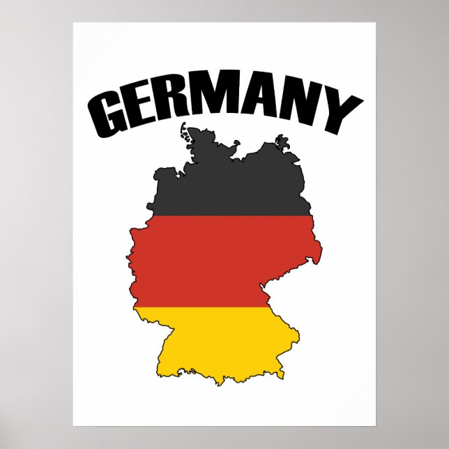 Germany Map - German Flag - Deutschland Travel Poster (Front)