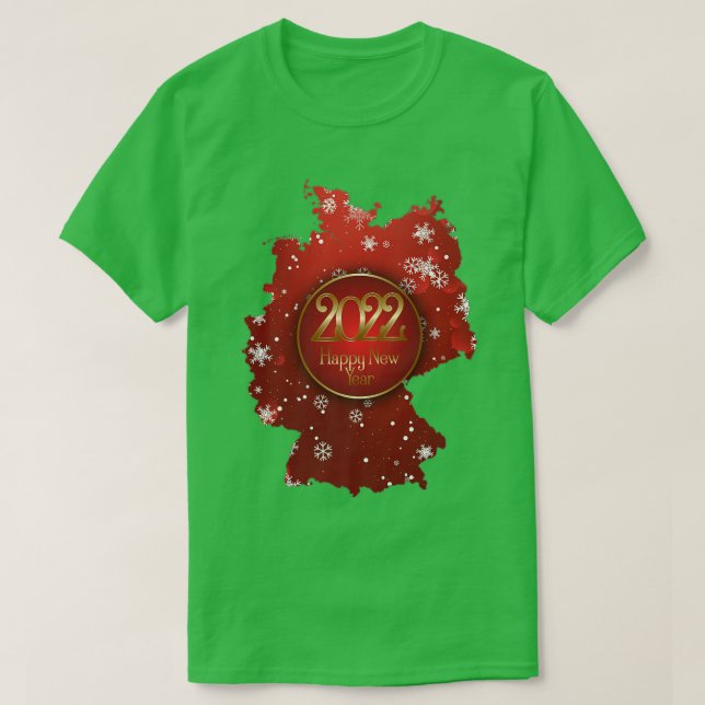 Germany map, Happy New Year 2022, gold tet, Snowfl T-Shirt (Design Front)
