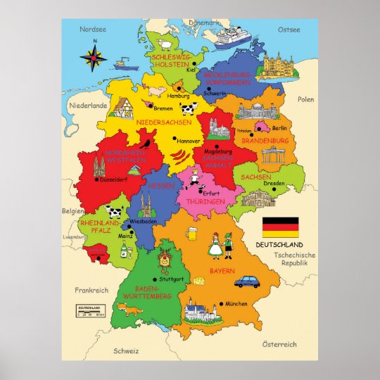 Germany map poster  Zazzle