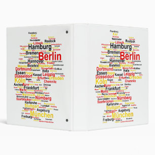 Germany Map Silhouette Towns Cities Flag Berlin Tr 3 Ring Binder