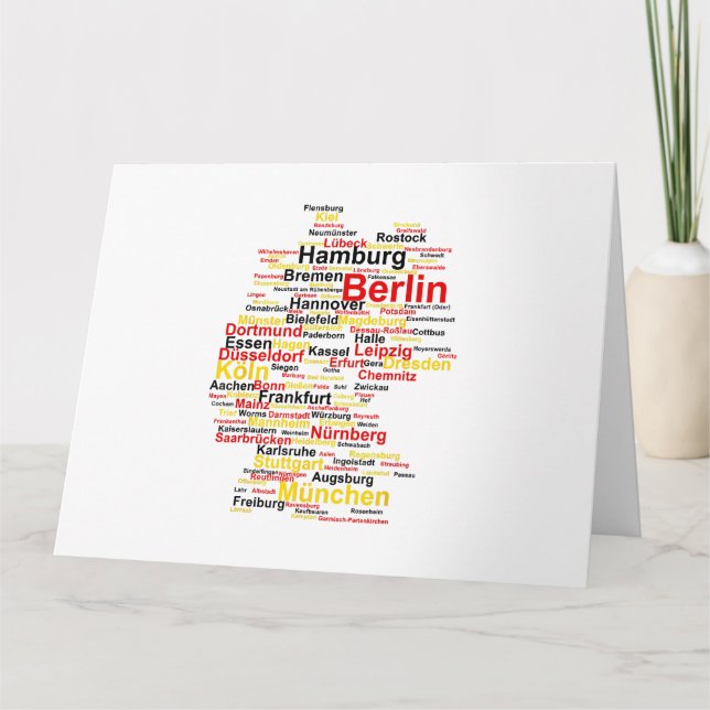 Germany Map Silhouette Towns Cities Flag Berlin Tr Card (Front)