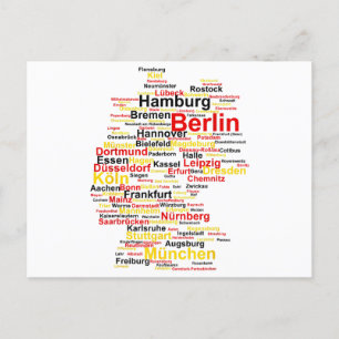 Germany Map Silhouette Towns Cities Flag Berlin Tr Holiday Postcard