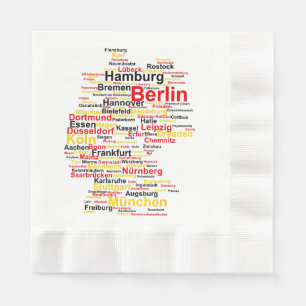 Germany Map Silhouette Towns Cities Flag Berlin Tr Napkins