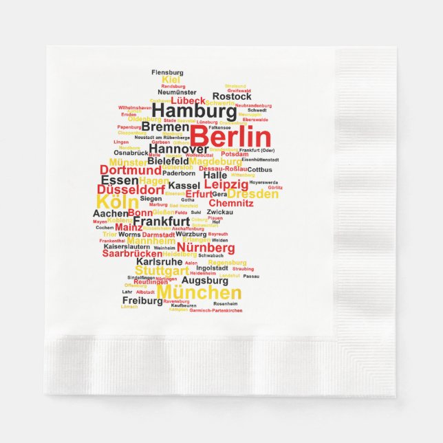 Germany Map Silhouette Towns Cities Flag Berlin Tr Napkins (Front)