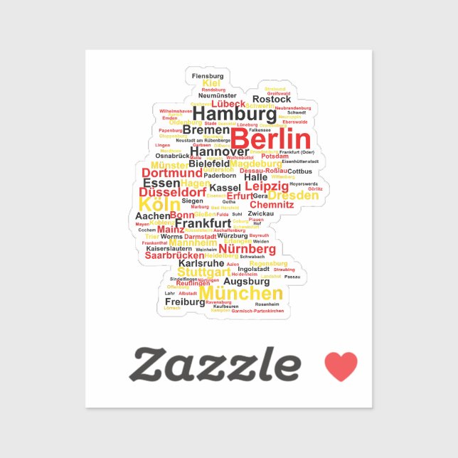 Germany Map Silhouette Towns Cities Flag Berlin Tr Sticker (Sheet)