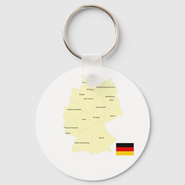 Germany Map with States and Capitals Keychain (Front)