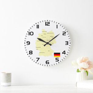 Germany Map with States and Capitals Large Clock