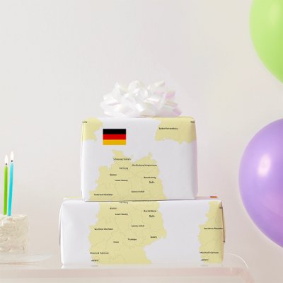 Germany Map with States and Capitals Wrapping Paper