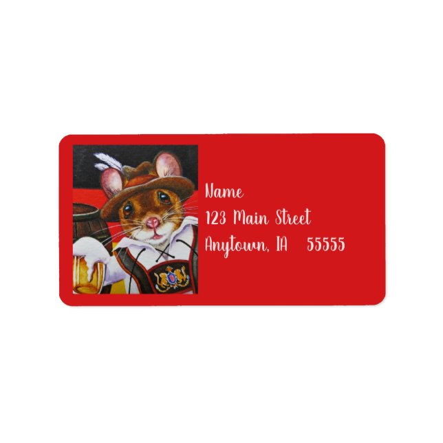 Germany Mouse Octoberfest Beer Watercolor Art  Label (Front)
