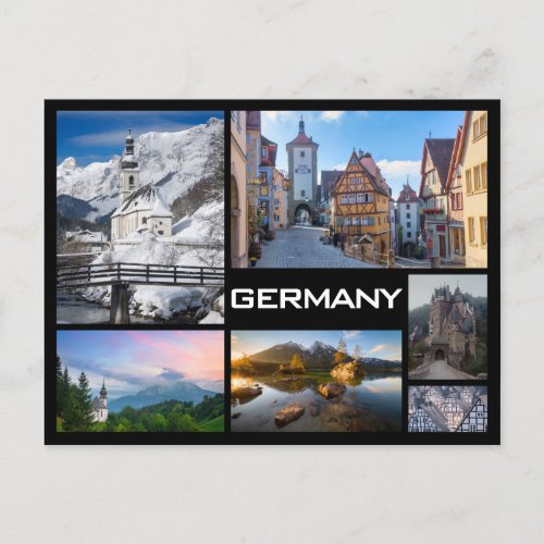 Germany multiple image collage black text postcard