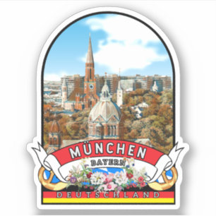 Germany München Vintage souvenir Sticker