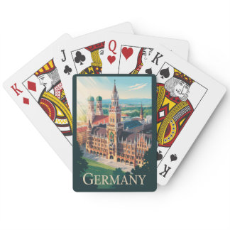 Germany Munich Illustration Travel Art Vintage Poker Cards