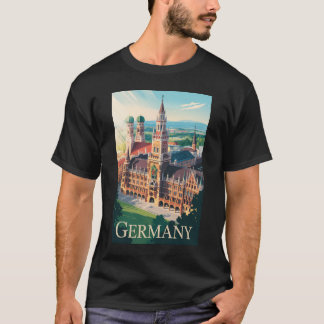 Germany Munich Illustration Travel Art Vintage T-Shirt