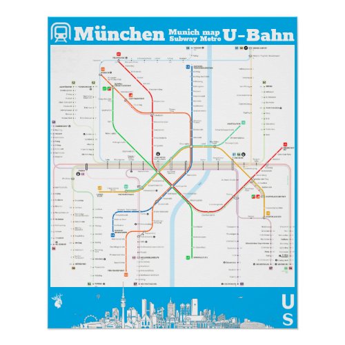 Germany Munich subway SUBWAYmap  Poster
