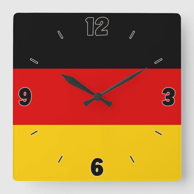 Germany National Flag Patriotic Square Wall Clock (Front)