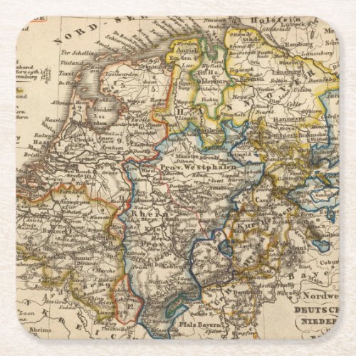 Germany Netherlands and Belgium Square Paper Coaster