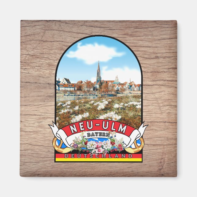 Germany Neu-Ulm Vintage souvenir Magnet (Front)