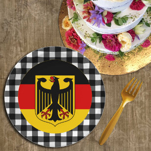 Germany Plate, buffalo plaid & German Flag Paper Plates