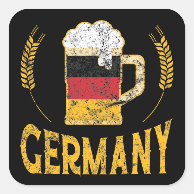 Germany Pride German Flag Beer Lover Oktoberfest Square Sticker (Front)