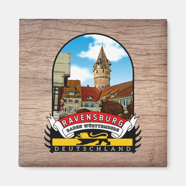 Germany Ravensburg Vintage souvenir Magnet (Front)