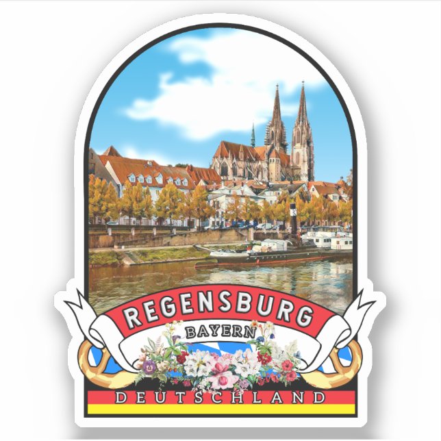 Germany Regensburg Vintage souvenir Sticker (Front)